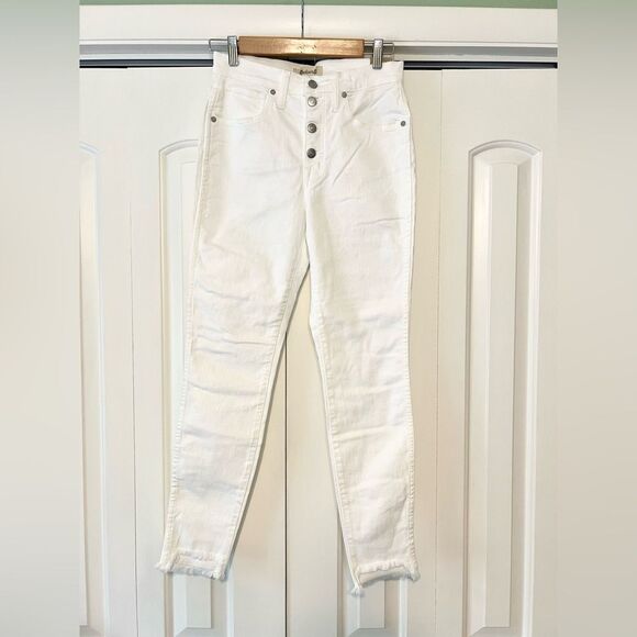 NWT Madewell 10" High Rise Skinny Jeans in Pure White: Step-Hem Edition - Picture 6 of 10